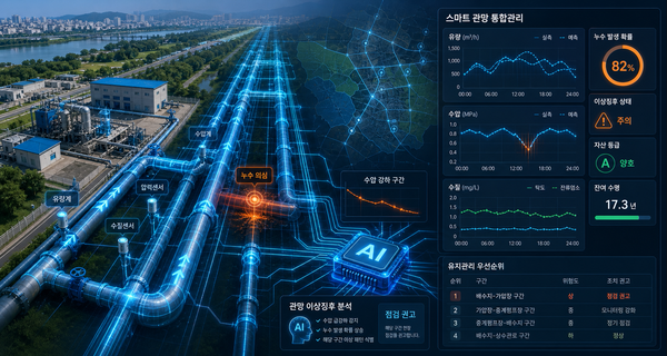 상수도 관로 데이터 이상탐지와 누수 자동 알림 화면